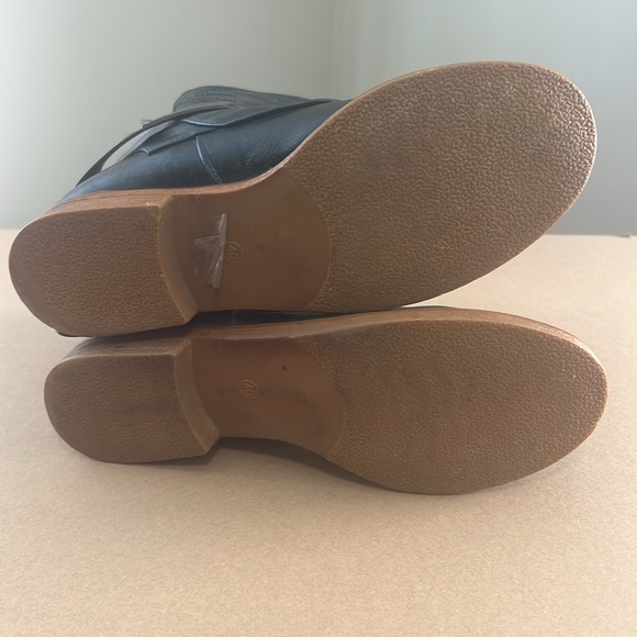 Bucco Rocoe edgy biker moto faux leather black and brown pull on ankle booties 9 - Picture 7 of 9